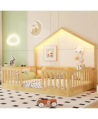 Streamdale Furniture Wooden Montessori Floor Bed with Light