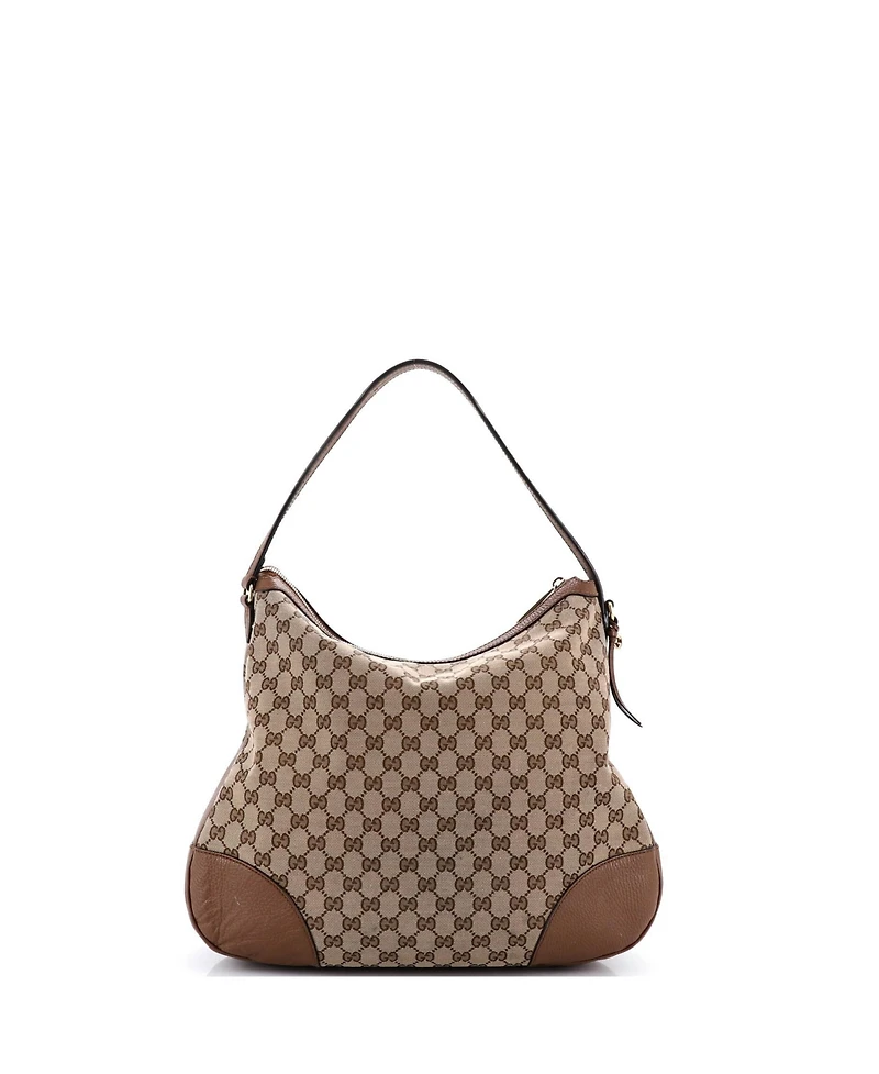 Pre-Owned Gucci Large Bree Hobo Gg Canvas with Leather