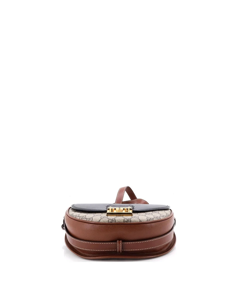 Pre-Owned Gucci Small Padlock Saddle Shoulder Bag Gg Coated Canvas and Leather