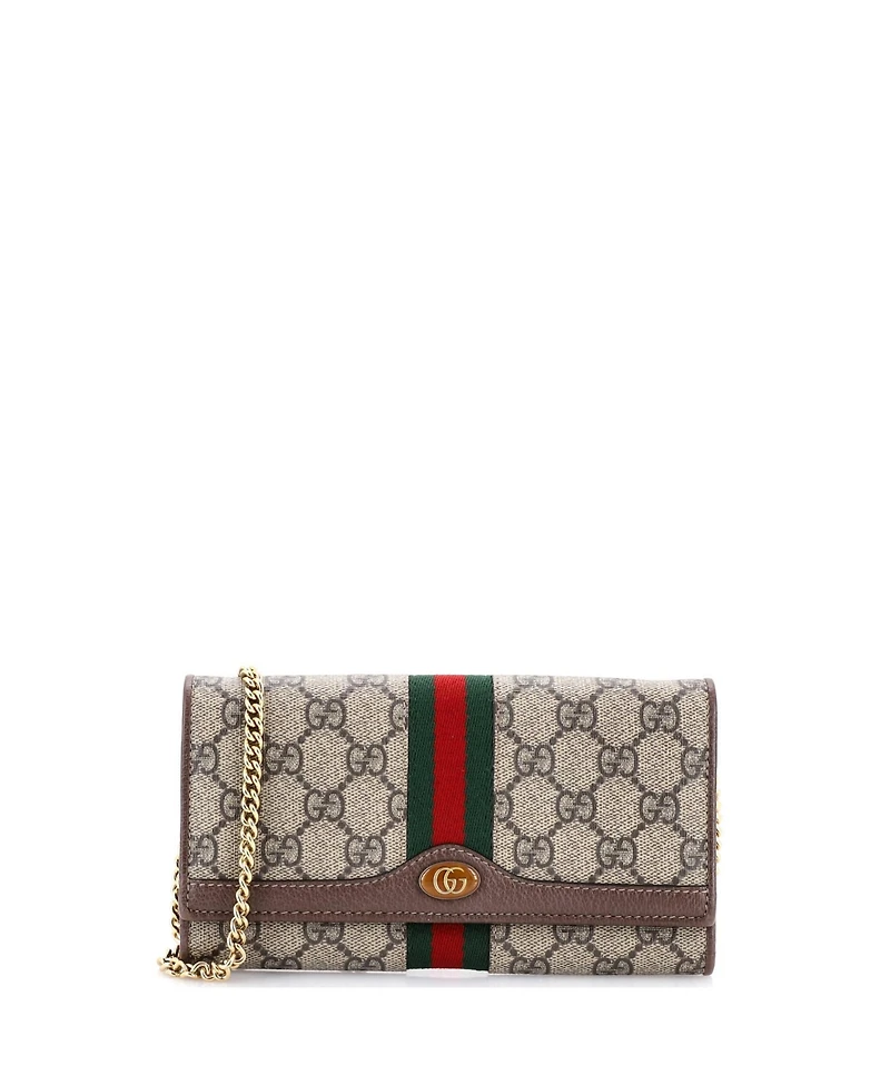 Pre-Owned Gucci Ophidia Chain Wallet Gg Coated Canvas