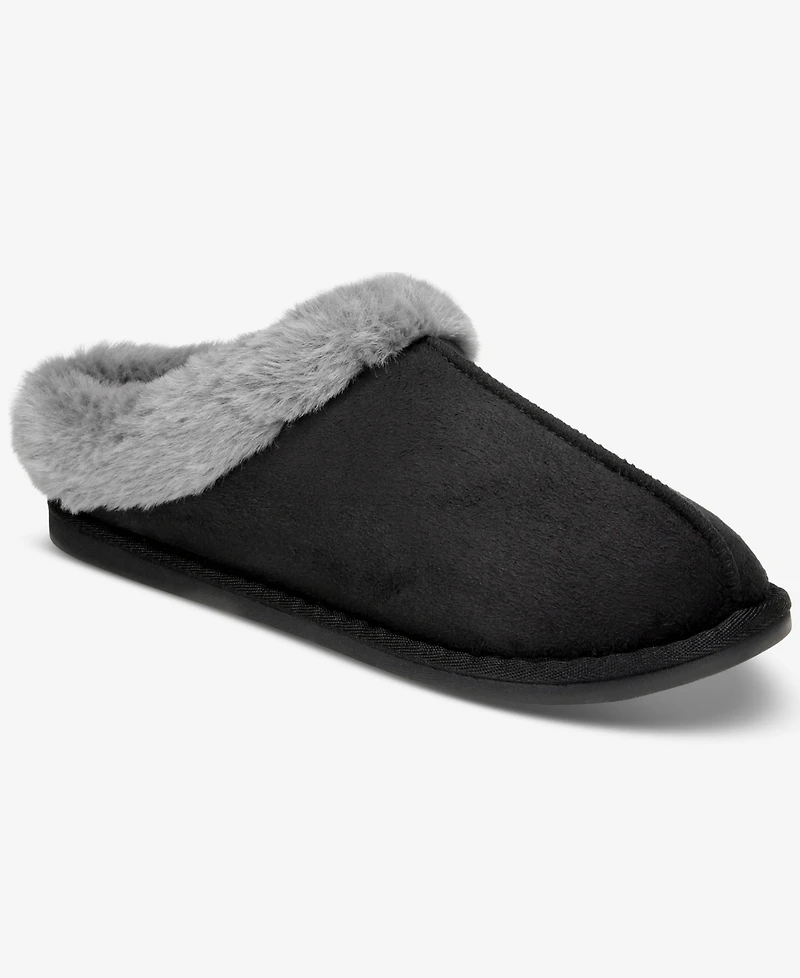 State of Day Women's Boxed Faux-Fur-Collar Clog Slippers, Macy's Exclusive