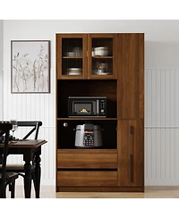 Streamdale Furniture 70.87 Inch Tall Kitchen Pantry Cabinet with Storage Shelves, Drawers and Glass Door