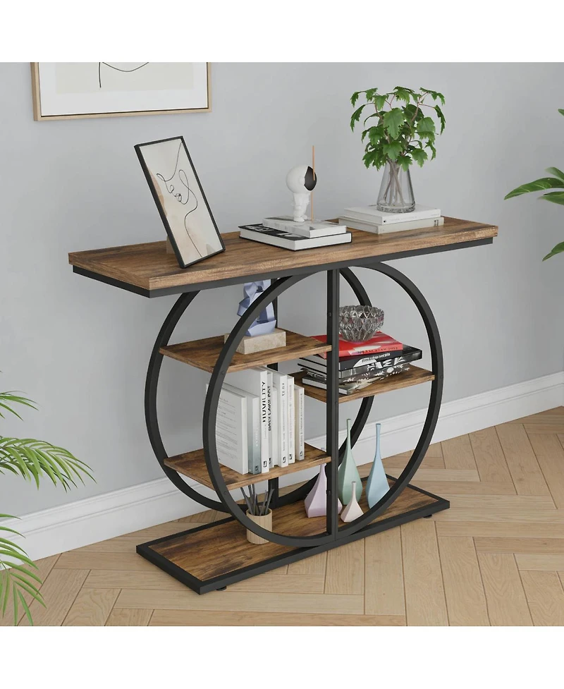 Streamdale Furniture 41.3 Inch Industrial Console Table with Storage Shelves