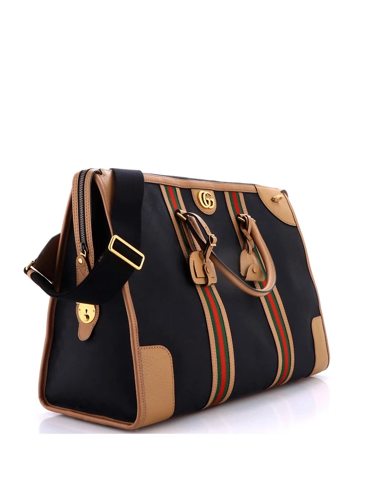 Pre-Owned Gucci Xl Bauletto Duffle Bag Gg Canvas with Leather