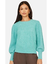 Yumi Women's Knitted Balloon Sleeve Jumper