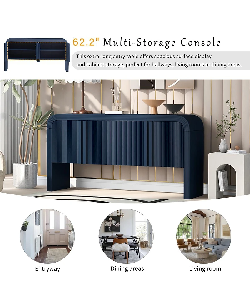 Streamdale Furniture Wave Console Table with 4 Doors and Shelf
