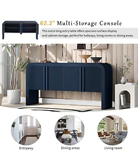 Streamdale Furniture Wave Console Table with 4 Doors and Shelf