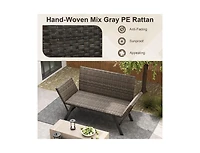 Lucky One 2-Person Convertible Patio Sofa Rattan Daybed with Adjustable Armrests