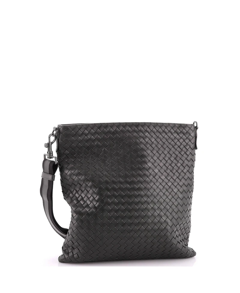 Pre-Owned Bottega Veneta Medium Flat Messenger Bag Intrecciato Nappa