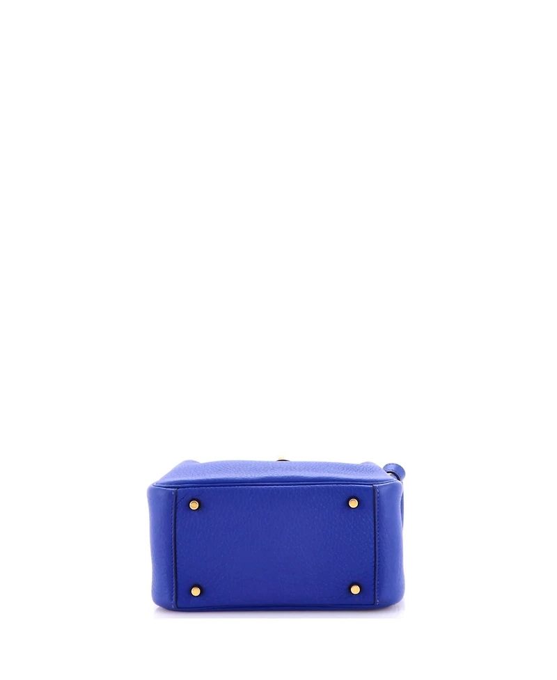 Pre-Owned HERMES Mini Lindy Quadrille Bag Clemence with Canvas