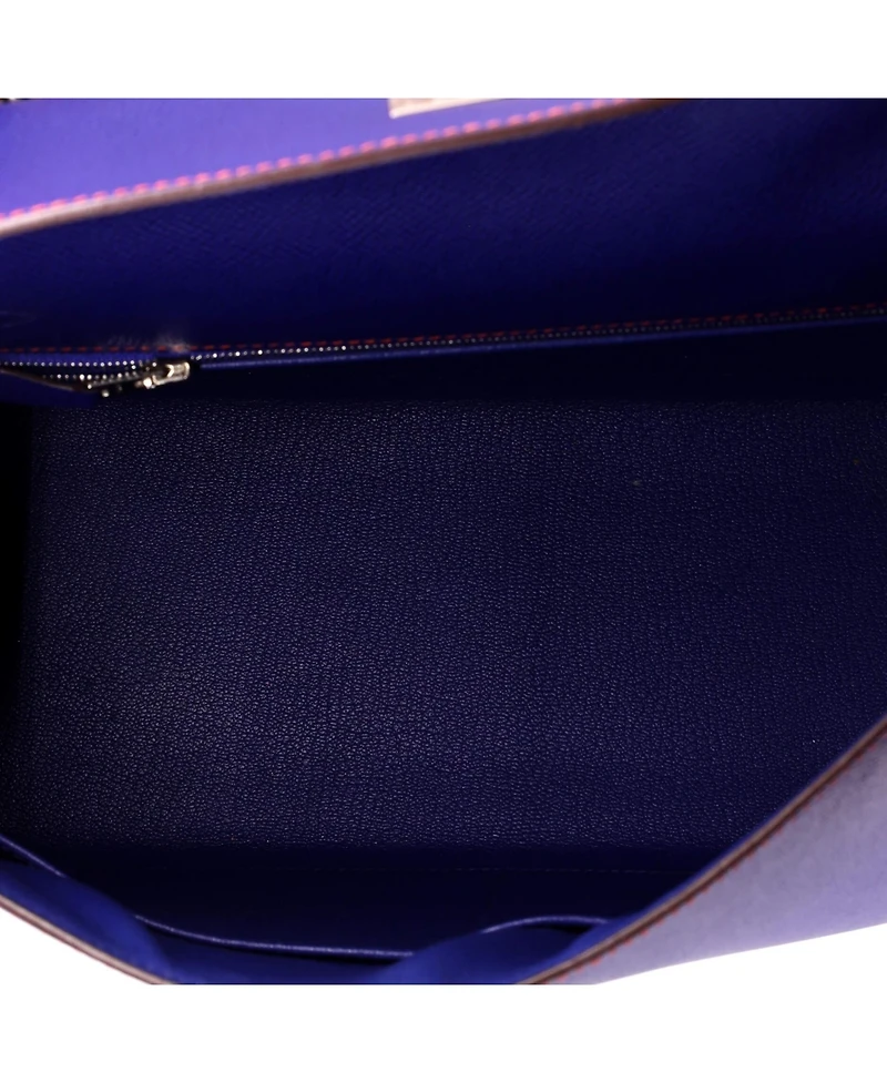 Pre-Owned HERMES Kelly 32 Handbag Bicolor Epsom with Brushed Palladium Hardware