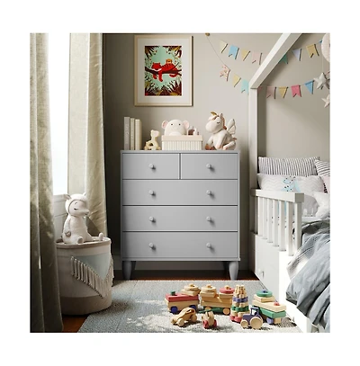 Large Kids 5-Drawer Wood Dresser Chest for Bedrooms