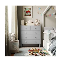 Large Kids 5-Drawer Wood Dresser Chest for Bedrooms