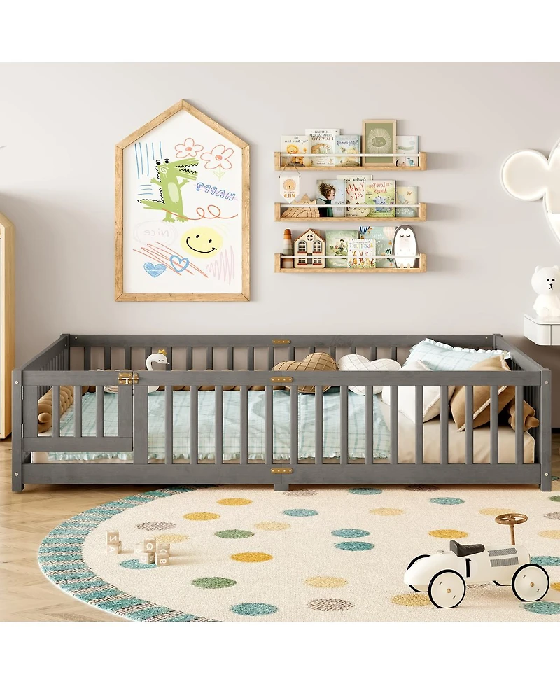 Streamdale Furniture Floor Bed with Safety Guardrails and Door