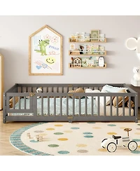 Streamdale Furniture Floor Bed with Safety Guardrails and Door