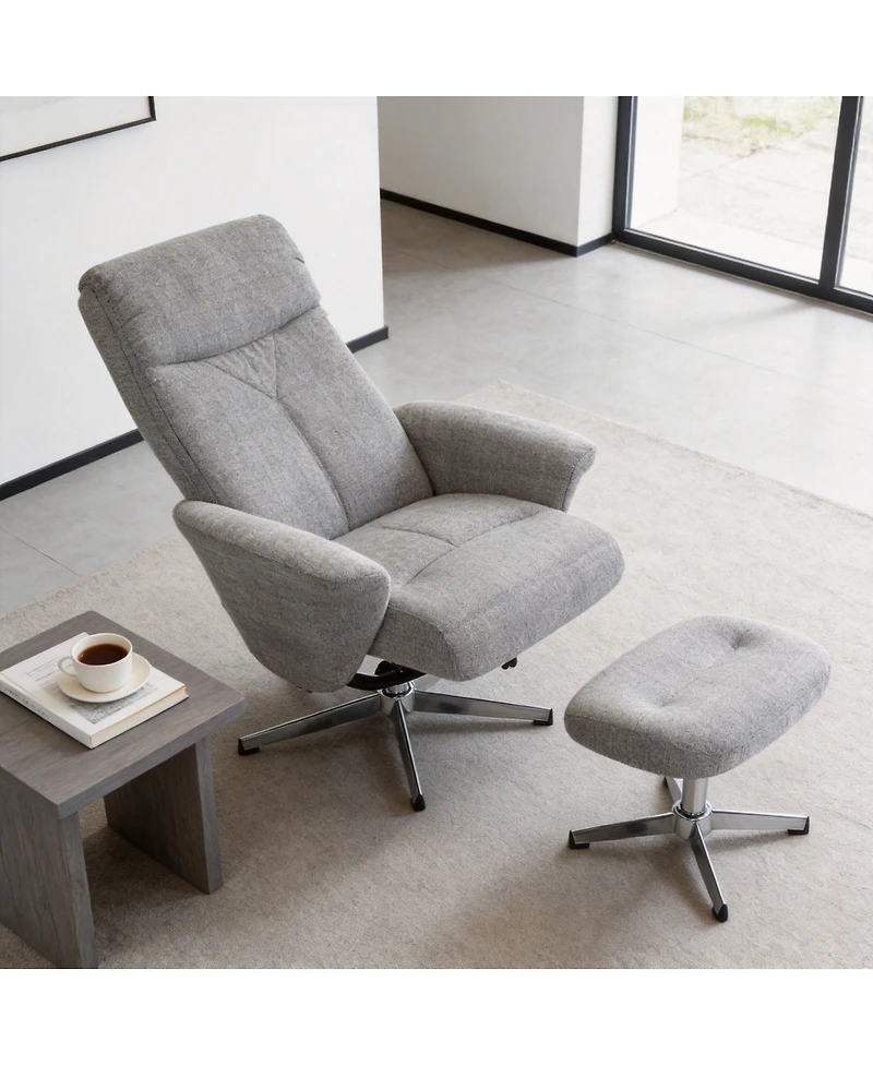 Streamdale Furniture Swivel Chenille Recliner Chair with Ottoman