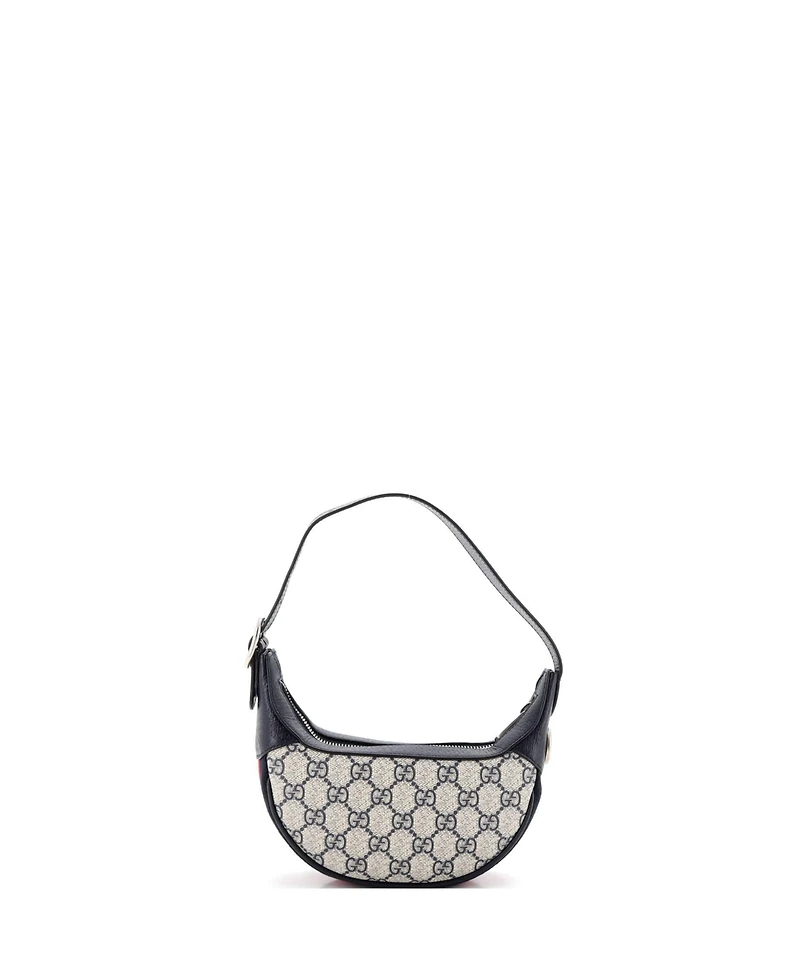 Pre-Owned Gucci Mini Ophidia Half Moon Bag Gg Coated Canvas
