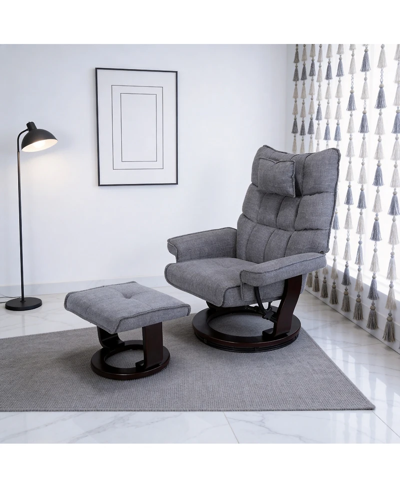 Streamdale Furniture 8 Point Heated Massage Recliner with Ottoman, Chenille Fabric