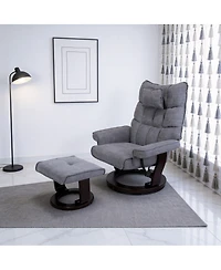 Streamdale Furniture 8 Point Heated Massage Recliner with Ottoman, Chenille Fabric