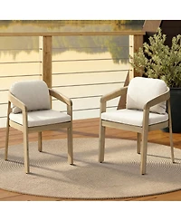 LuxenHome Acacia Patio Chair with Cushions, Durable and Stylish Outdoor Seating