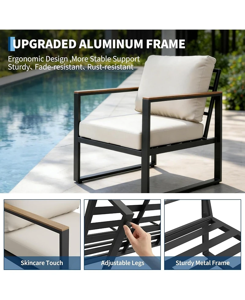 gaomon Adults 4 Piece Patio Furniture Conversation Set Metal Weather Resistant