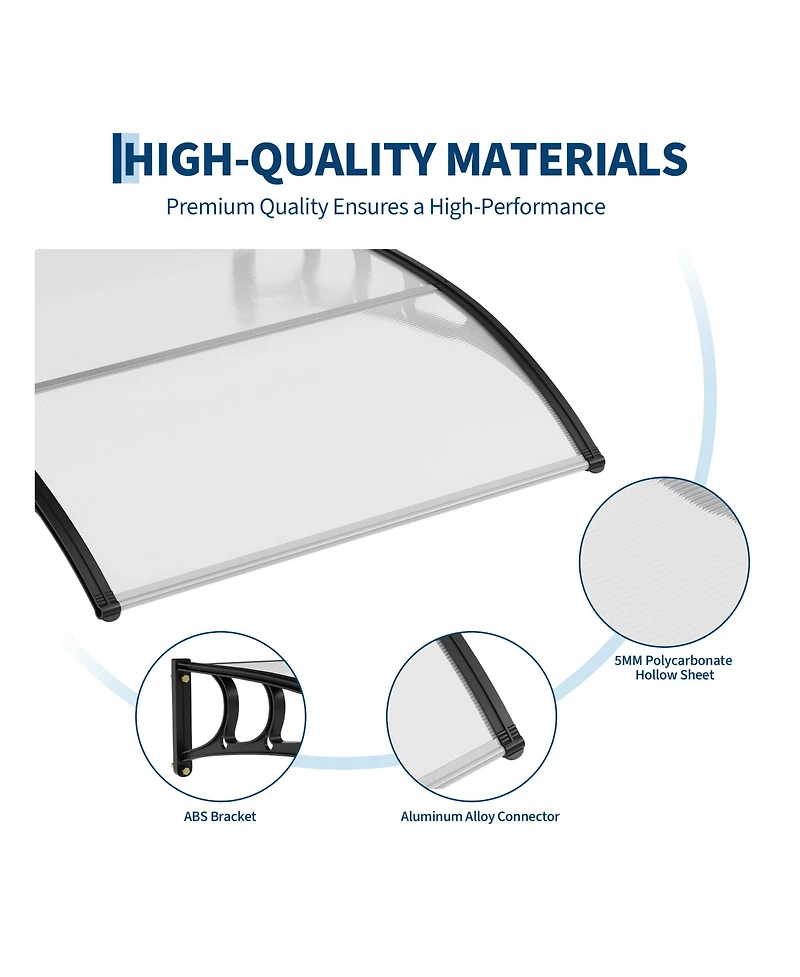 gaomon 40inchx40 inches Window Awning Canopy Exterior, Polycarbonate Cover, for Door Entrance, Clear