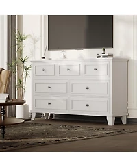 gaomon Dresser, 7 Drawer Dresser for Bedroom, Chest of Drawers with Deep Drawers, Closet Dressers with Metal Handle, Thickened Desktop