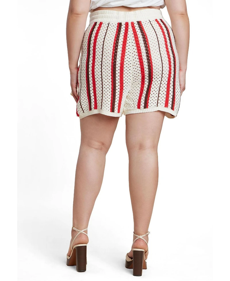 Eloquii Women's Striped Crochet Short