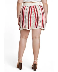 Eloquii Women's Striped Crochet Short