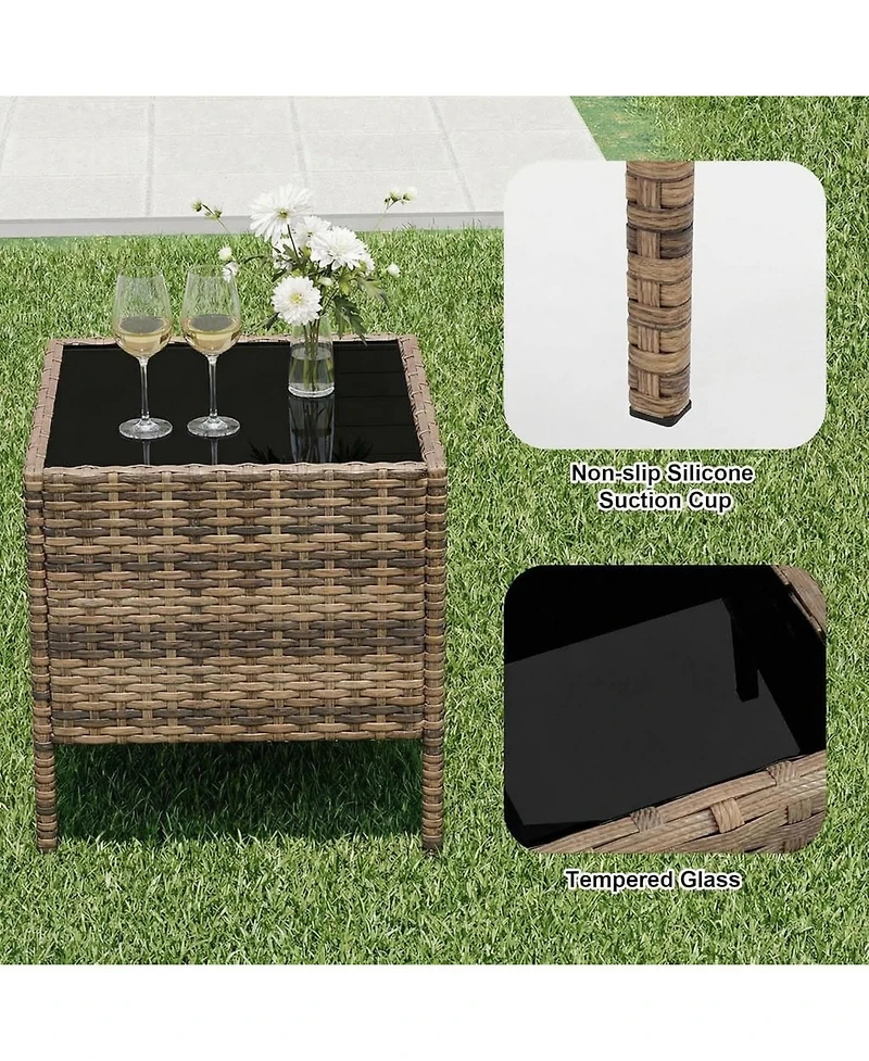 gaomon 3-Piece Wicker Bistro Set with Glass Table