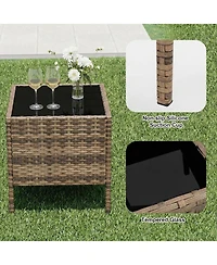 gaomon 3-Piece Wicker Bistro Set with Glass Table
