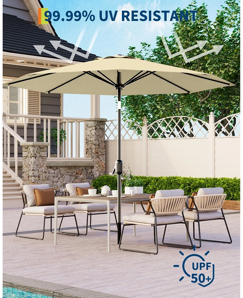 gaomon 10feet Outdoor Patio Umbrella, Table Umbrella with Solar Lights for Yard