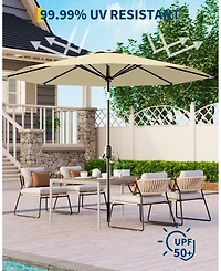 gaomon 10feet Outdoor Patio Umbrella, Table Umbrella with Solar Lights for Yard