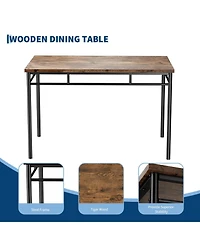 gaomon 4-Piece Kitchen Dining Table Set for 4 with 2 Upholstered Chairs and Padded Bench