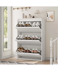 gaomon Shoe Cabinet with 3 Flip Drawers, Wooden Shoe Cabinet with Adjustable Shelf, Shoe Storage for Entryway, Hidden Shoe Cabinet for Living Room