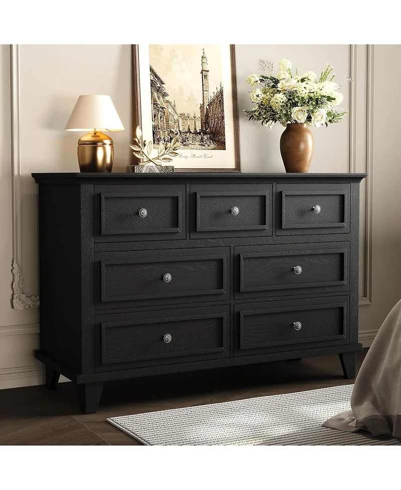gaomon 7-Drawer Dresser for Bedroom, 47" Wide Chest of Drawers with Deep Storage, Metal Handles and Thickened Desktop