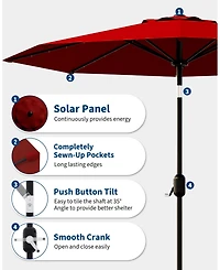 gaomon 9feet Outdoor Patio Umbrella, Table Umbrella with Solar Lights for Yard, Deck, (No Base)