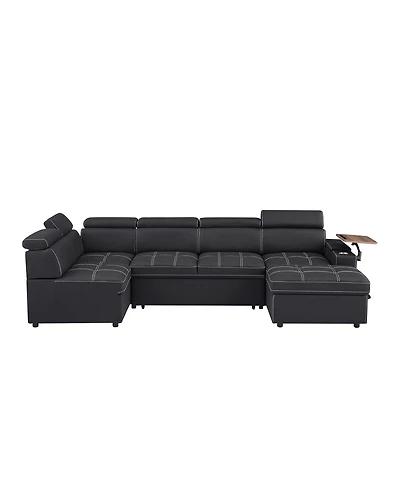 Streamdale Furniture Fabric Sectional Sofa with Storage Ottoman