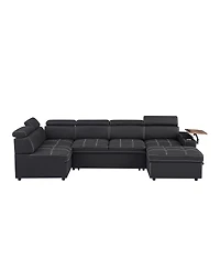 Streamdale Furniture Fabric Sectional Sofa with Storage Ottoman