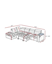 Streamdale Furniture Fabric Sectional Sofa with Storage Ottoman