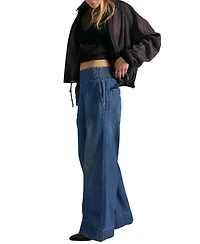 Free People Women's Mid-Rise Wide-Leg Utility Jeans