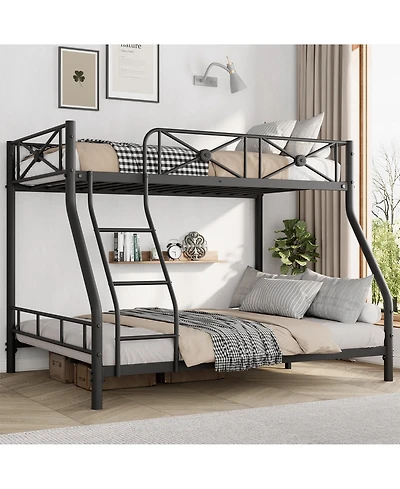 homfan Heavy Duty Metal Bunk Bed Modern Space, Saving Steel Frame with Safety Guard Rails, Ideal for Bedroom or Dormitory