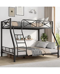 homfan Heavy Duty Metal Bunk Bed Modern Space, Saving Steel Frame with Safety Guard Rails, Ideal for Bedroom or Dormitory