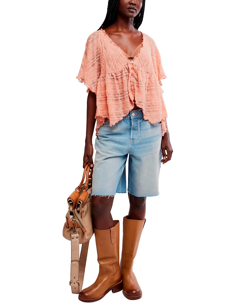 Free People Women's Your Dreams Plunge V-Neck Lace Top