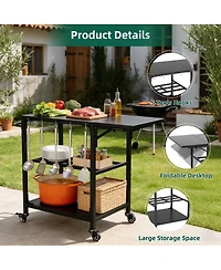 Streamdale Furniture Heavy Duty Metal Grill Cart for Large Big Egg with Storage and Wheels