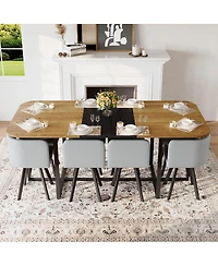 Streamdale Furniture 9 Piece Square Dining Table Set with 8 Pu Leather Chairs