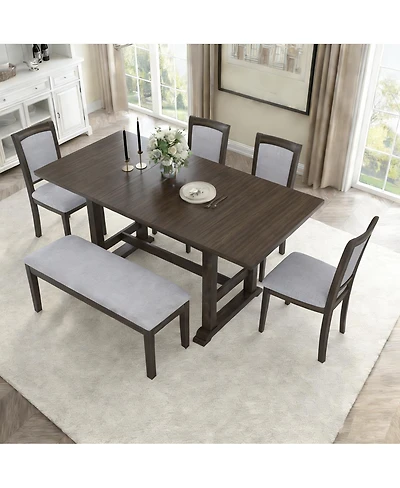 Streamdale Furniture 6-Piece Extendable Dining Table Set with Bench and Chairs