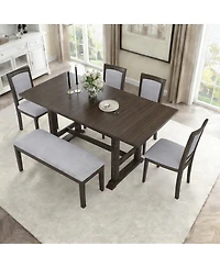 Streamdale Furniture 6-Piece Extendable Dining Table Set with Bench and Chairs