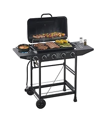 Streamdale Furniture 4-Burner Propane Gas Bbq Grill with Side Burner and Stainless Steel Finish