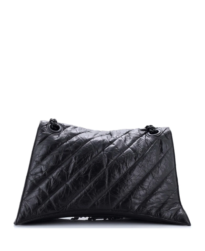 Pre-Owned Balenciaga Crush Chain Flap Bag Quilted Crushed Calfskin